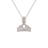 14K White Gold Fancy Crown CZ Necklace - Grace Fine Gold
