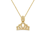 14K Yellow Gold Fancy Crown CZ Necklace - Grace Fine Gold