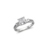 14K White Gold Ladies Princess Cut Solitaire CZ Ring - Grace Fine Gold