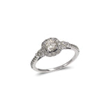 14K White Gold Ladies Fancy Solitaire Halo CZ Ring - Grace Fine Gold