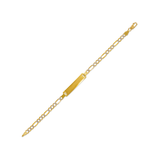 14K Gold 3.5mm(80G)Kids Hollow Figaro White Pave ID Bracelet - Grace Fine Gold