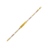 14K Tri-Gold 3.5mm(80G) Kids Hollow Figaro ID Bracelet - Grace Fine Gold