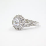 14K White Gold Solitaire Double Halo CZ Ring - Grace Fine Gold