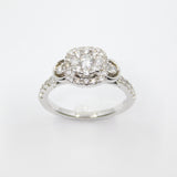 14K White Gold Halo Diamond Ring - Grace Fine Gold
