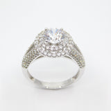 14K White Gold Solitaire Double Halo CZ Ring - Grace Fine Gold