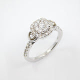 14K White Gold Halo Diamond Ring - Grace Fine Gold
