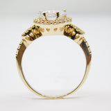 14K Yellow Gold Ladies Heart Halo Solitaire CZ Ring - Grace Fine Gold