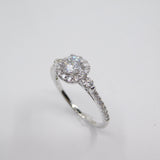 14K White Gold Ladies Fancy Solitaire Halo CZ Ring - Grace Fine Gold