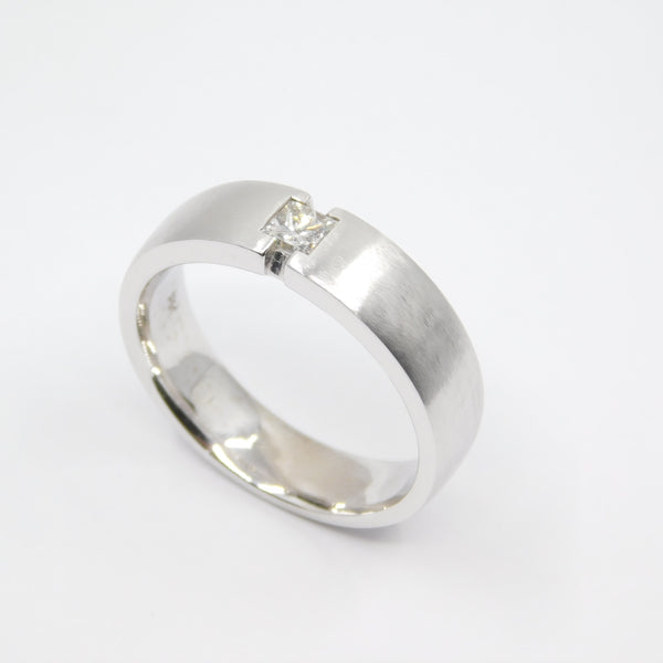 14K White Gold Princess Cut Diamond Mens Ring - Grace Fine Gold