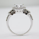 14K White Gold Ladies Heart Halo Solitaire CZ Ring - Grace Fine Gold