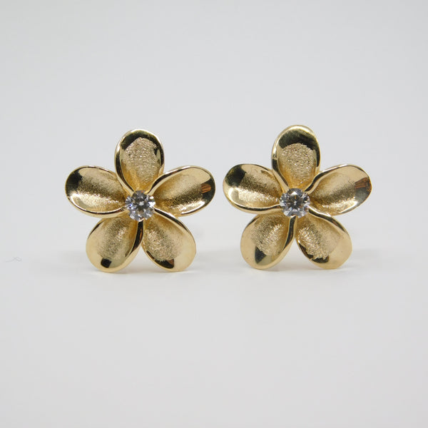 14K Yellow Gold Daisy  Stud Earrings - Grace Fine Gold