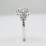 14K White Gold Ladies Heart Halo Solitaire CZ Ring - Grace Fine Gold