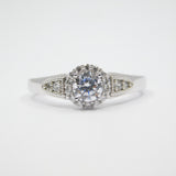 14K White Gold Ladies Solitaire Halo CZ Ring - Grace Fine Gold