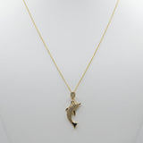 14K Yellow Gold  Fancy Dolphin CZ Necklace - Grace Fine Gold