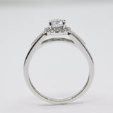 14K White Gold Ladies Solitaire Halo CZ Ring - Grace Fine Gold