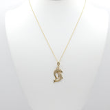 14K Yellow Gold Fancy Two Dolphin CZ Necklace - Grace Fine Gold