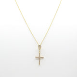 14K Yellow Gold  Fancy Cross CZ Necklace - Grace Fine Gold