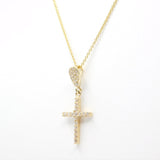 14K Yellow Gold  Fancy Cross CZ Necklace - Grace Fine Gold