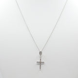 14K White Fancy Cross CZ Necklace - Grace Fine Gold