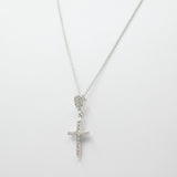 14K White Fancy Cross CZ Necklace - Grace Fine Gold