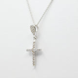 14K White Fancy Cross CZ Necklace - Grace Fine Gold