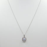 14K White Gold Fancy Cushion Cut CZ Necklace - Grace Fine Gold