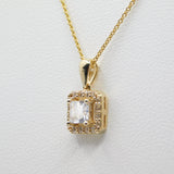 14K Yellow Gold Fancy Princess Cut CZ Necklace - Grace Fine Gold
