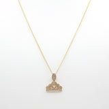 14K Yellow Gold Fancy Crown CZ Necklace - Grace Fine Gold
