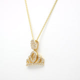 14K Yellow Gold Fancy Crown CZ Necklace - Grace Fine Gold