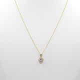 14K Yellow Small Fancy Round Halo CZ Necklace - Grace Fine Gold