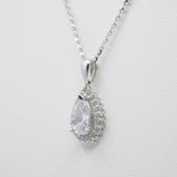 14K White Gold  Fancy Teardrop CZ Necklace - Grace Fine Gold
