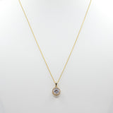 14K Yellow Gold 6mm Cubic Zirconia Halo Necklace - Grace Fine Gold