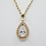 14K Yellow Gold  Fancy Teardrop CZ Necklace - Grace Fine Gold