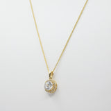14K Yellow Gold 6mm Cubic Zirconia Halo Necklace - Grace Fine Gold