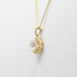 14K Yellow Gold 6mm Cubic Zirconia Halo Necklace - Grace Fine Gold