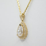 14K Yellow Gold  Fancy Teardrop CZ Necklace - Grace Fine Gold