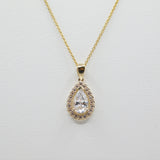 14K Yellow Gold  Fancy Teardrop CZ Necklace - Grace Fine Gold