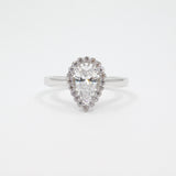 14K White Gold Fancy Teardrop Solitaire CZ Ring - Grace Fine Gold