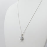 14K White Gold 6mm Cubic Zirconia Halo Necklace - Grace Fine Gold