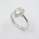 14K White Gold Fancy Teardrop Solitaire CZ Ring - Grace Fine Gold