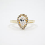 14K Yellow Gold Fancy Teardrop Solitaire CZ Ring - Grace Fine Gold