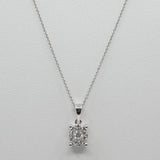 14K White Gold Halo Diamond Necklace - Grace Fine Gold