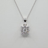 14K White Gold Halo Diamond Necklace - Grace Fine Gold