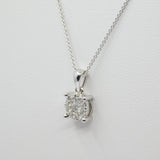 14K White Gold Halo Diamond Necklace - Grace Fine Gold