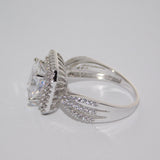 14K White Gold Princess Cut Solitaire Double Halo CZ Ring - Grace Fine Gold