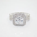 14K White Gold Princess Cut Solitaire Double Halo CZ Ring - Grace Fine Gold