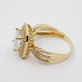 14K Yellow Gold Princess Cut Solitaire Double Halo CZ Ring - Grace Fine Gold