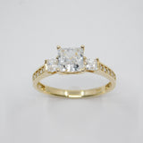 14K Yellow Gold Ladies Princess Cut Solitaire CZ Ring - Grace Fine Gold