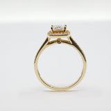 14K Yellow Gold  Ladies Princess Cut Solitaire Halo CZ Ring - Grace Fine Gold