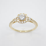 14K Yellow Gold Ladies Fancy Solitaire Halo CZ Ring - Grace Fine Gold